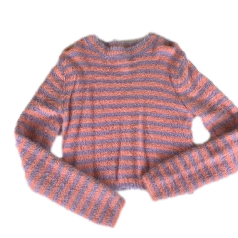 Fashion Nova pink & purple Striped Cozy Fuzzy Sweater size small